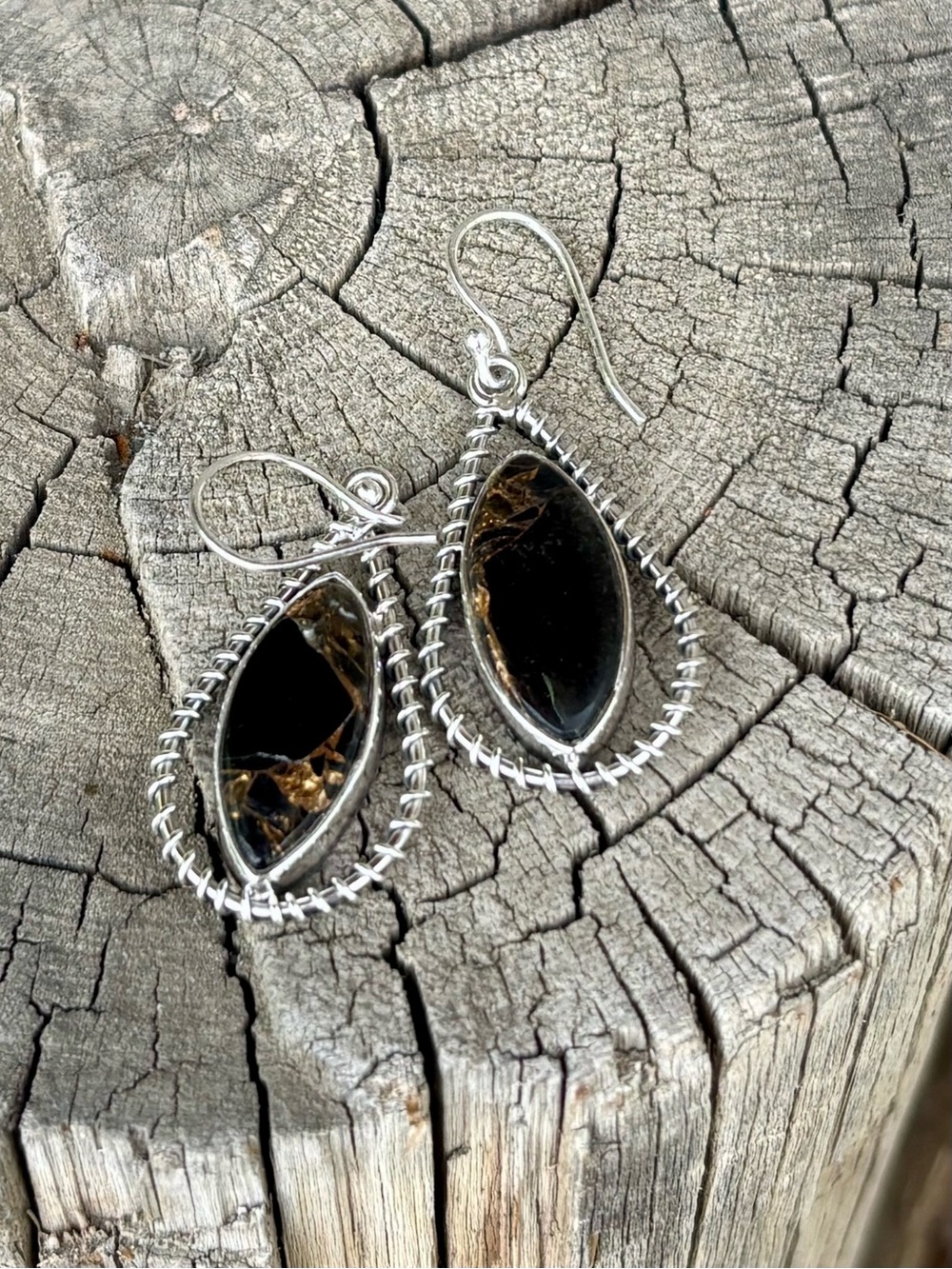 NEW! Black Copper Turquoise Earrings - Picture 7 of 13